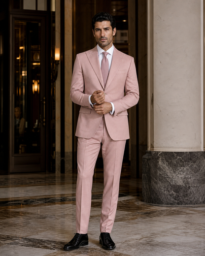 Blush Pink Cashmere Blend Winter Suit - Custom Made to Measure front view