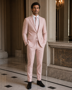 Blush Pink Linen Beach Wedding Suit — Custom Made to Measure — 2