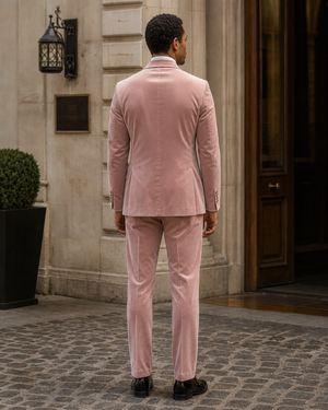 Blush Pink Velvet Shawl Lapel Suit — Custom Made to Measure — 2