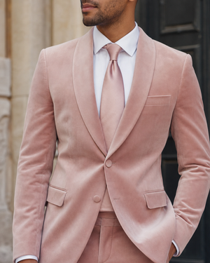 Blush Pink Velvet Shawl Lapel Suit — Custom Made to Measure — 4