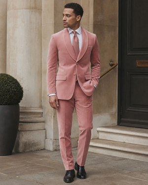 Blush Pink Velvet Shawl Lapel Suit — Custom Made to Measure — 3