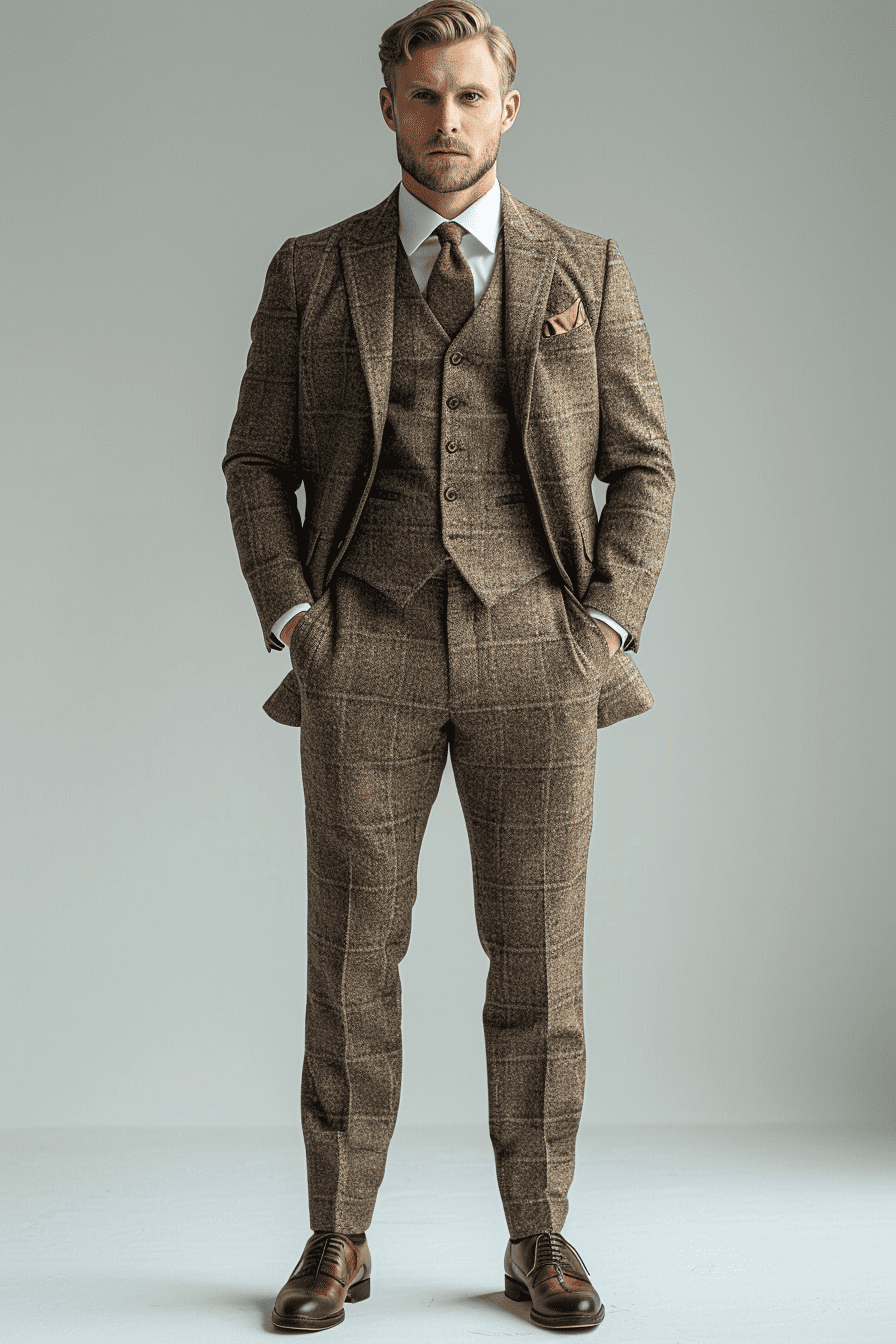 Brown Wool Business Suit — Custom Made to Measure