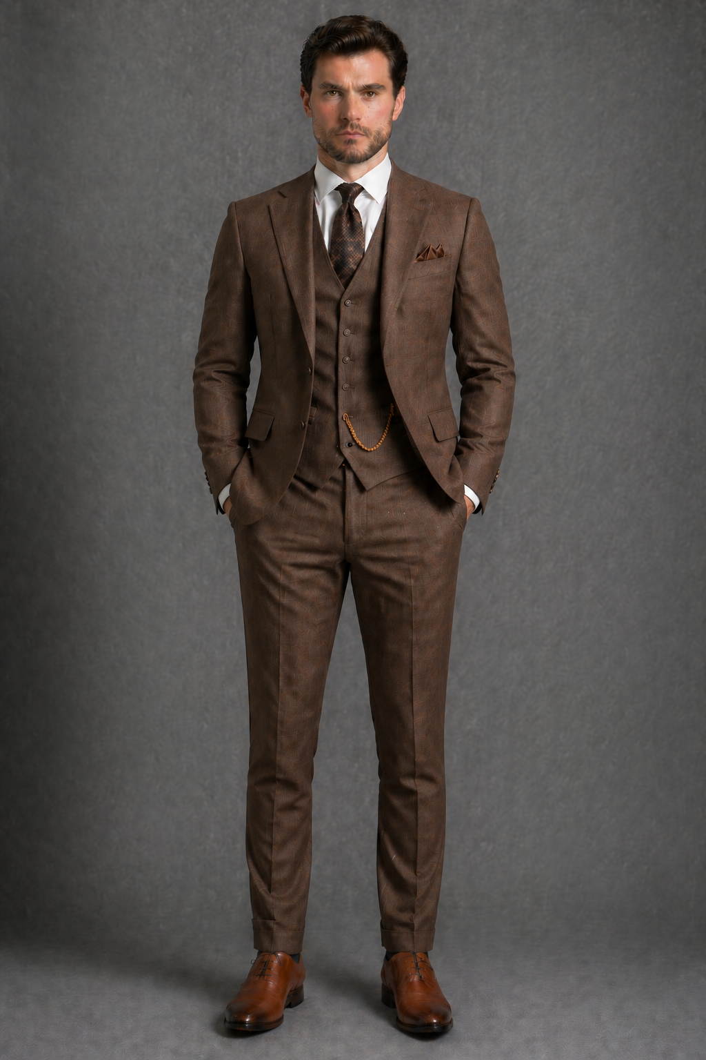 Brown Wool Father of the Bride Suit — Custom Made to Measure