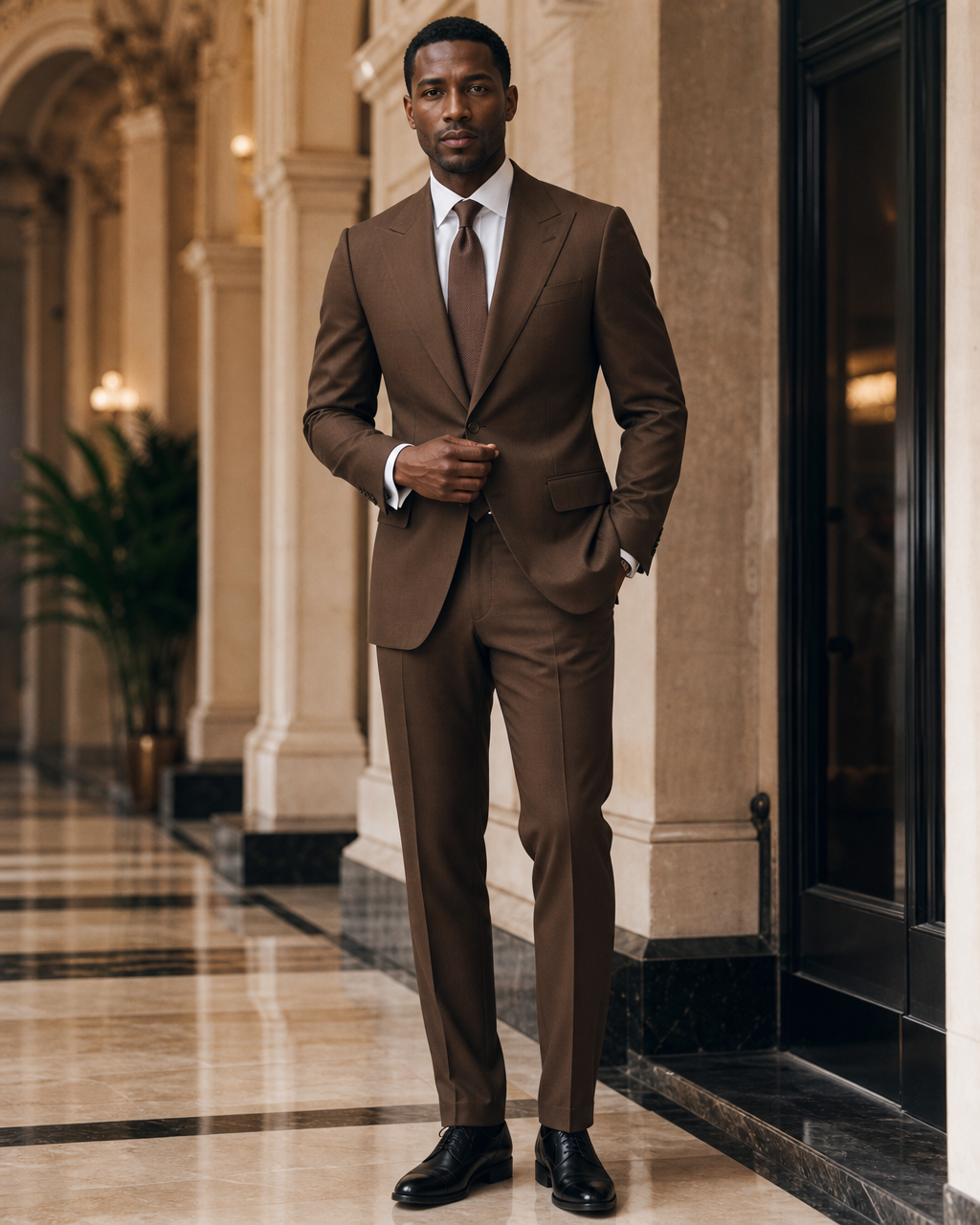 Brown Cotton Outdoor Wedding Suit - Custom Made to Measure front view