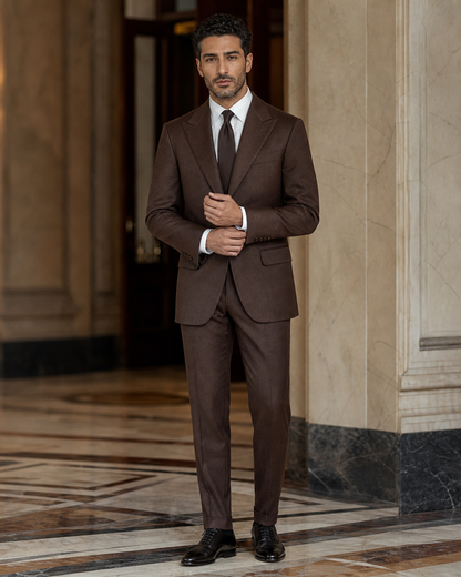 Brown Flannel Winter Suit - Custom Made to Measure front view