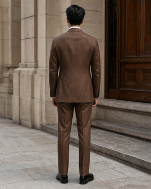 Brown Linen Peak Lapel Suit — Custom Made to Measure — 2