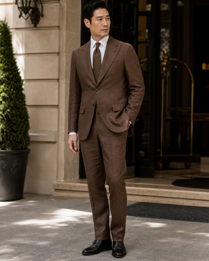 Brown Linen Peak Lapel Suit — Custom Made to Measure — 3