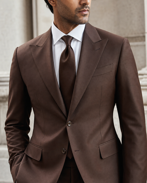 Brown Silk Blend Peak Lapel Suit — Custom Made to Measure — 4