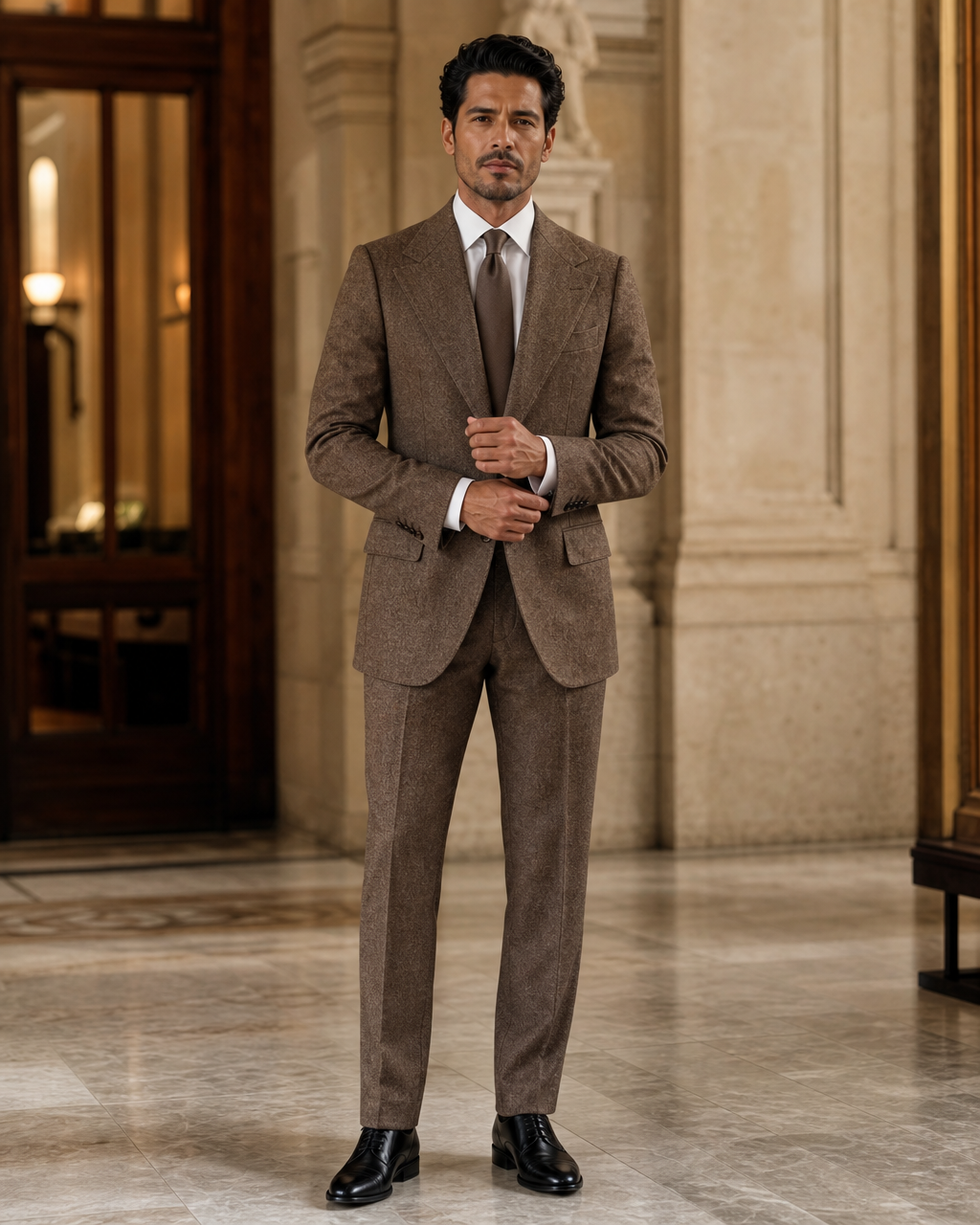 Brown Tweed Winter Suit - Custom Made to Measure front view