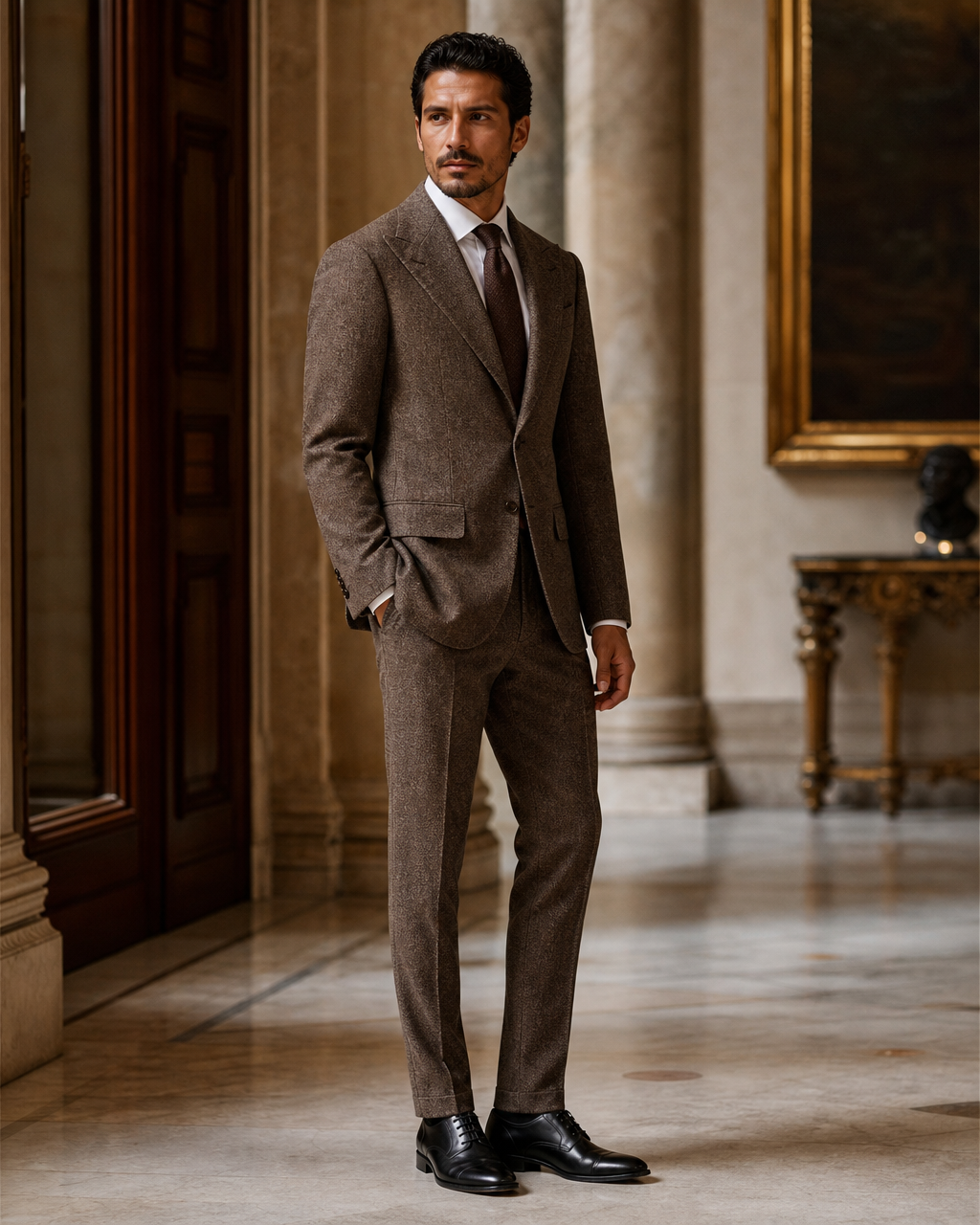 Brown Tweed Winter Suit - Custom Made to Measure side back view