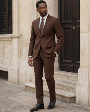 Brown Wool Shawl Lapel Suit — Custom Made to Measure — 3