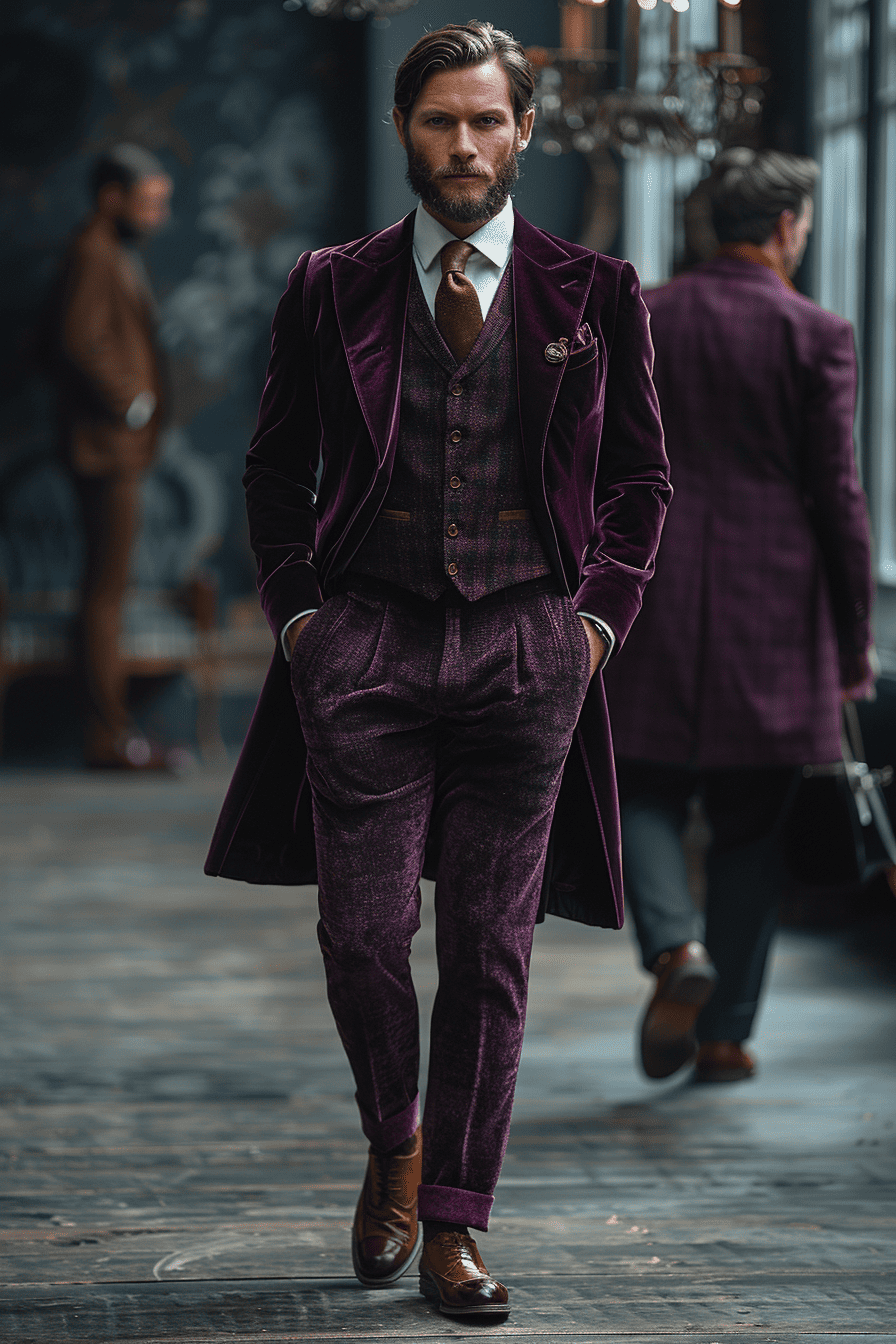 Burgundy Velvet Wedding Suit — Custom Made to Measure