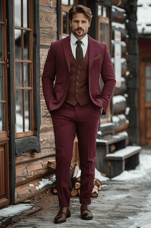 Burgundy Wool Prom Suit — Custom Made to Measure