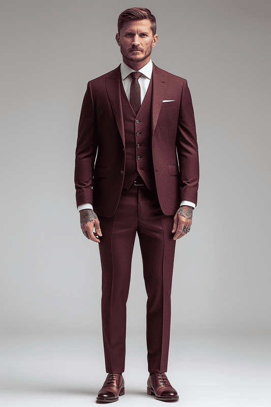 Burgundy Wool Tuxedo — Custom Made to Measure