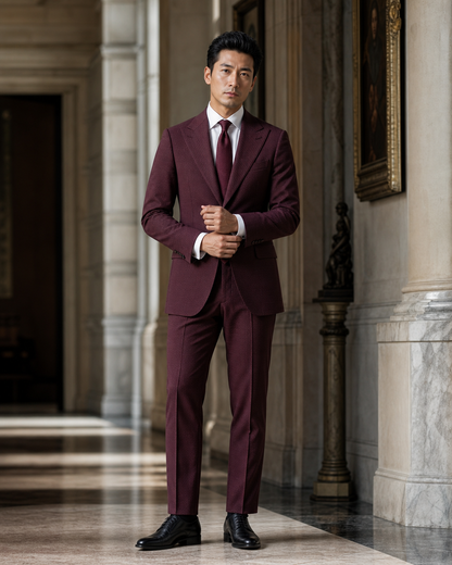 Burgundy Seersucker Beach Wedding Suit - Custom Made to Measure front view