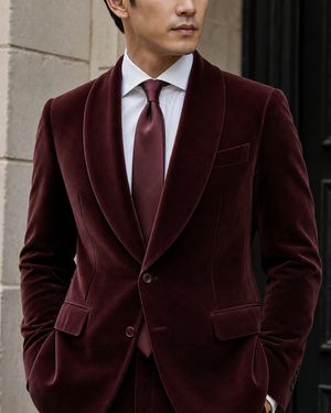 Burgundy Velvet Shawl Lapel Suit — Custom Made to Measure — 4