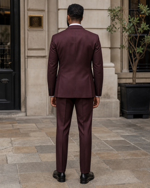 Burgundy Wool Shawl Lapel Suit — Custom Made to Measure — 2