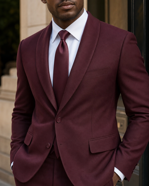 Burgundy Wool Shawl Lapel Suit — Custom Made to Measure — 4