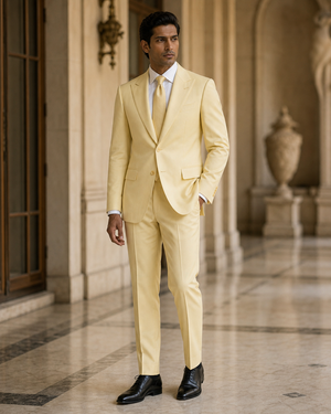 Butter Yellow Cotton Summer Suit — Custom Made to Measure — 2