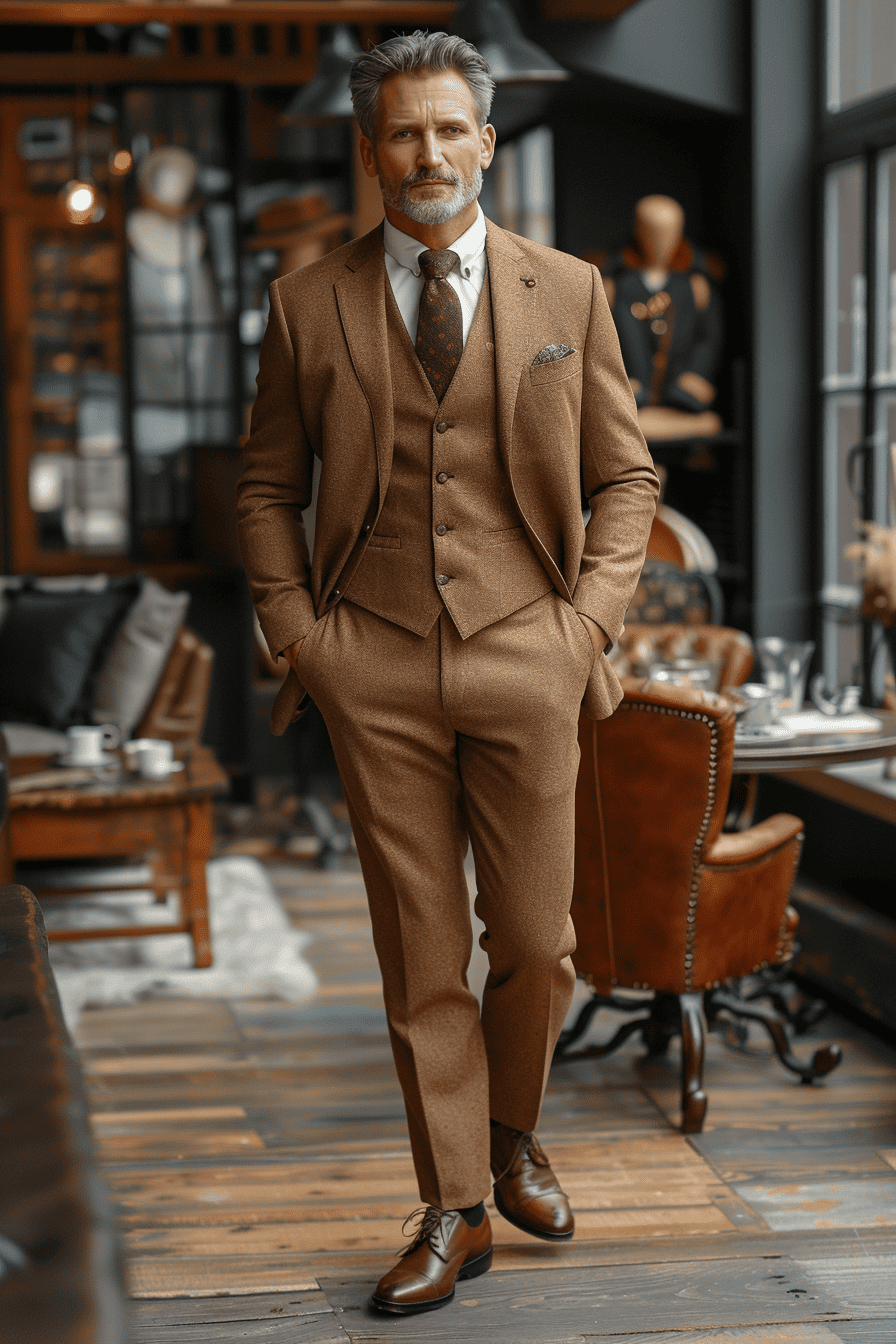 Camel Cotton Father of the Bride Suit — Custom Made