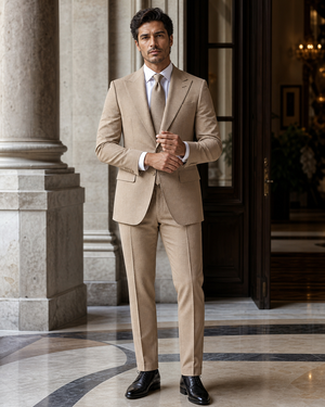 Camel Seersucker Summer Suit — Custom Made to Measure — 1