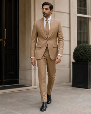 Camel Wool Shawl Lapel Suit — Custom Made to Measure — 1