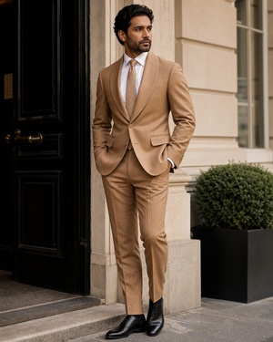 Camel Wool Shawl Lapel Suit — Custom Made to Measure — 3