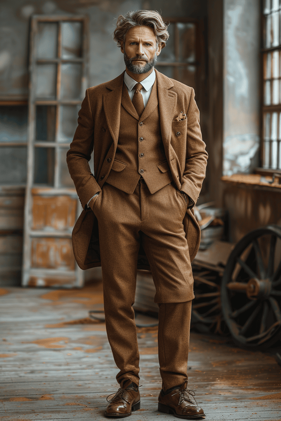 Camel Silk Blend Cocktail Party Suit — Custom Made to Measure