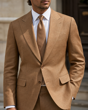 Caramel Linen Peak Lapel Suit — Custom Made to Measure — 4