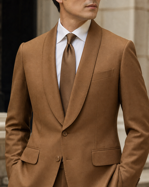 Caramel Wool Shawl Lapel Suit — Custom Made to Measure — 4