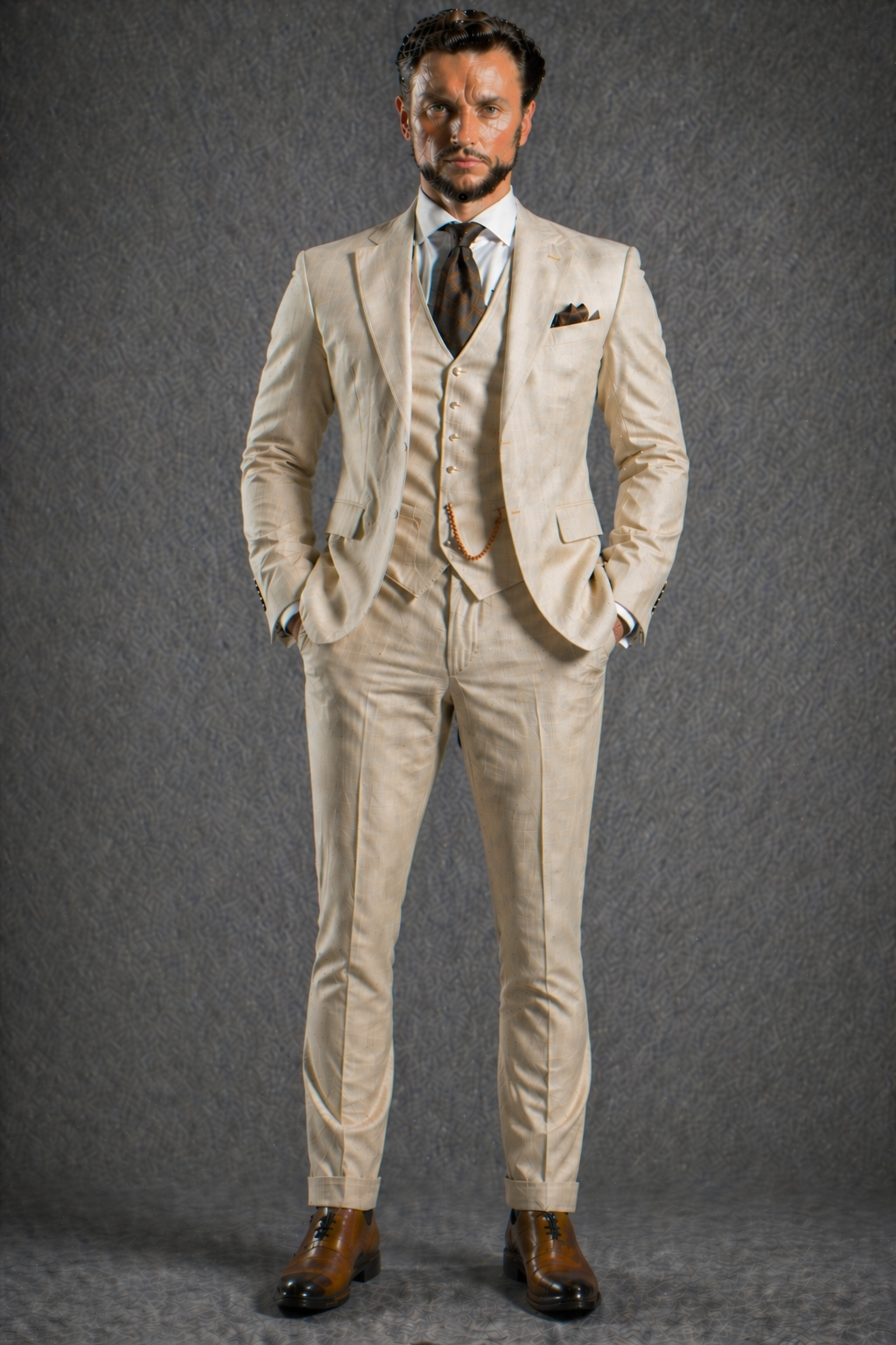 Champagne Linen Slim Fit Suit — Custom Made to Measure