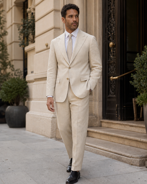 Champagne Linen Peak Lapel Suit — Custom Made to Measure — 3