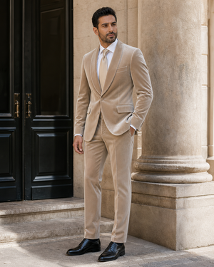 Champagne Velvet Shawl Lapel Suit — Custom Made to Measure — 3