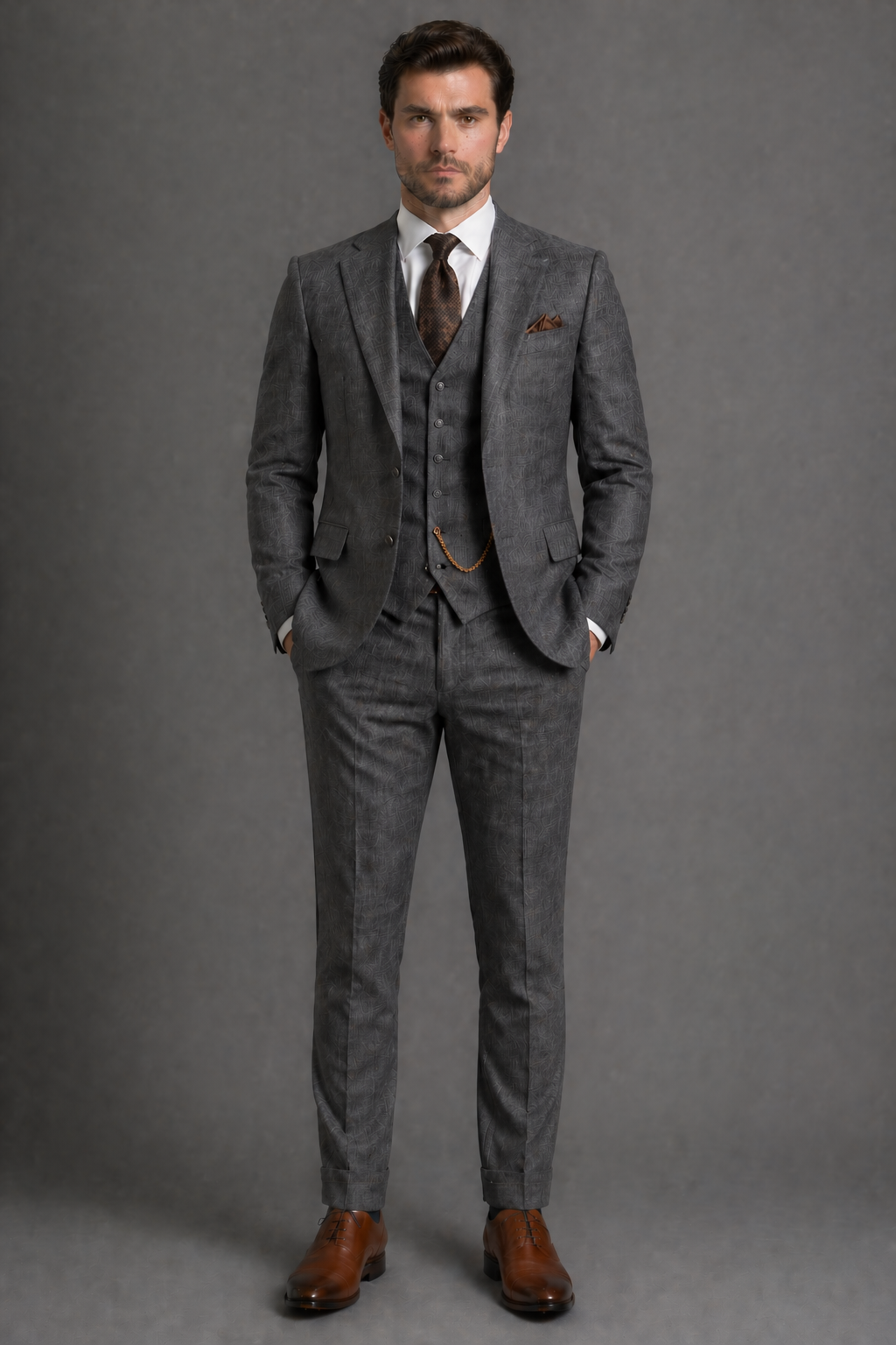 Charcoal Gray Linen Slim Fit Suit — Custom Made to Measure