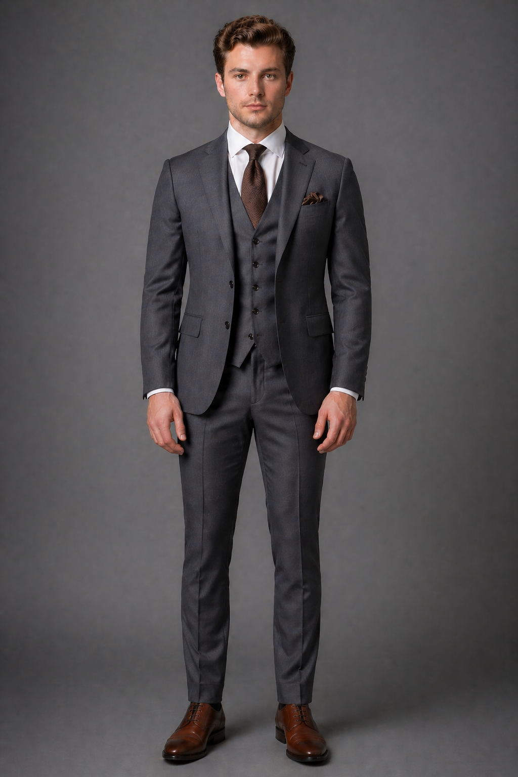 Charcoal Gray Silk Blend Groomsmen Suit — Custom Made to Measure