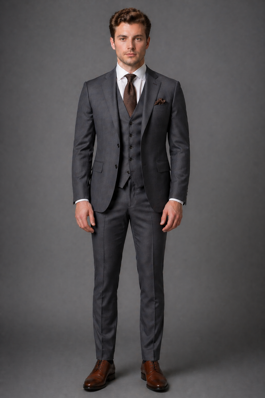Charcoal Gray Silk Blend Groomsmen Suit — Custom Made to Measure