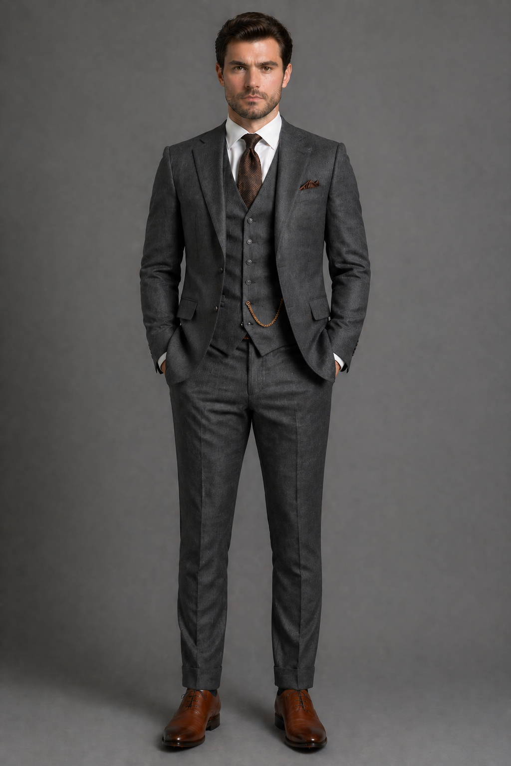 Charcoal Gray Wool Father of the Bride Suit — Custom Made to Measure