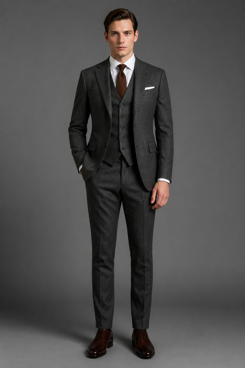 Charcoal Gray Wool Slim Fit Suit — Custom Made to Measure