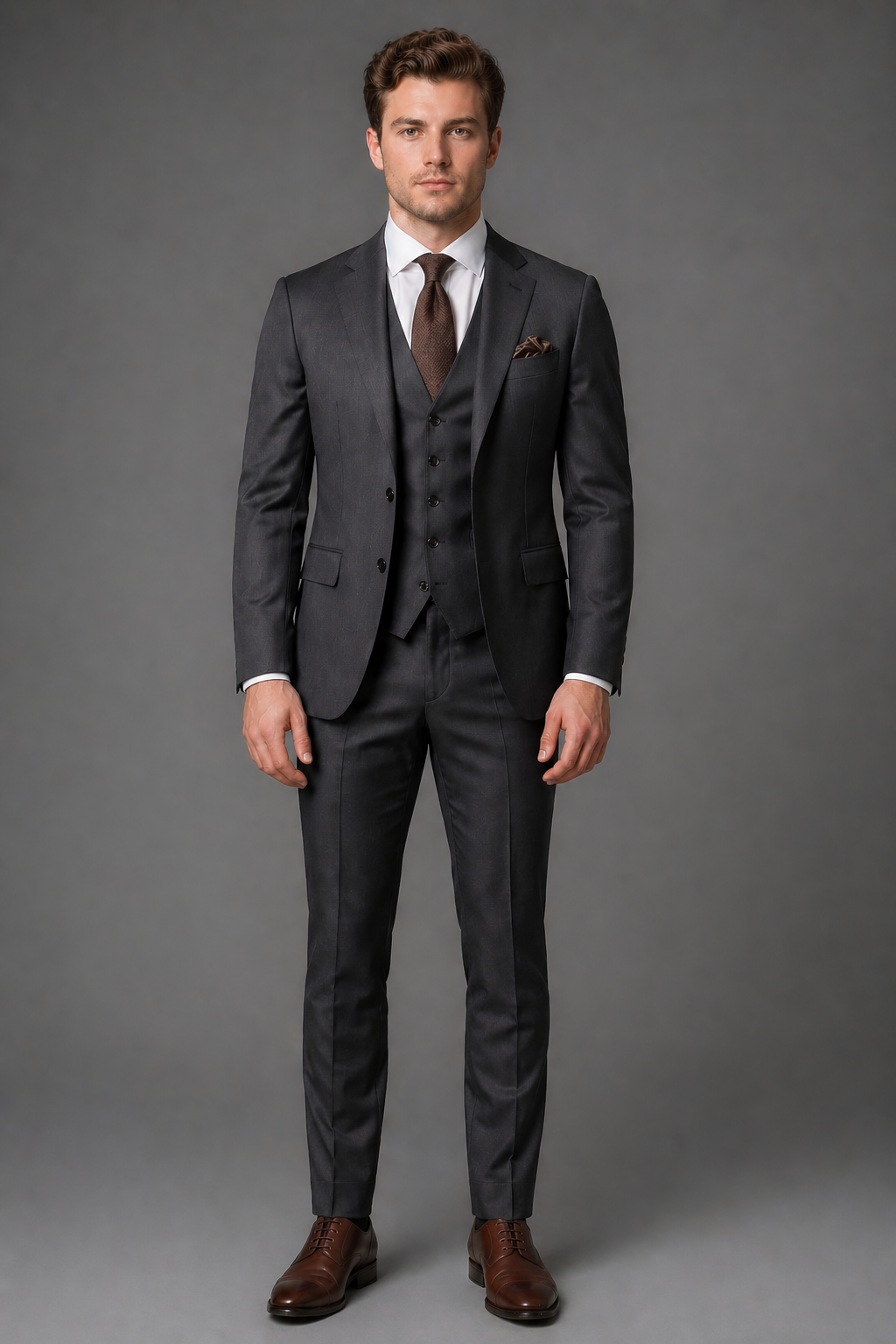 Charcoal Silk Blend Groomsmen Suit — Custom Made to Measure