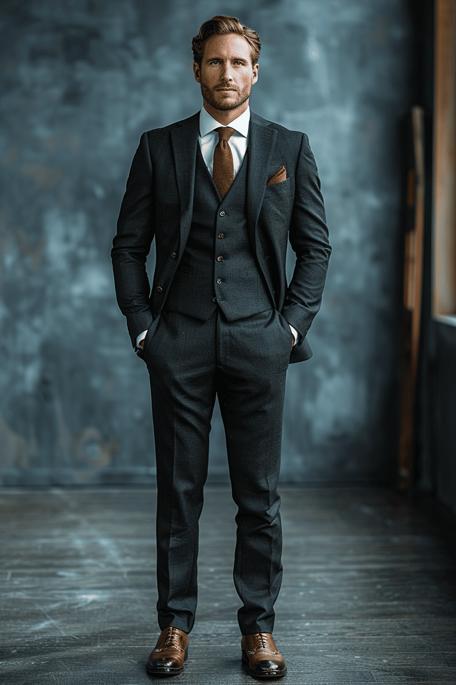 Charcoal Wool Wedding Suit — Custom Made to Measure