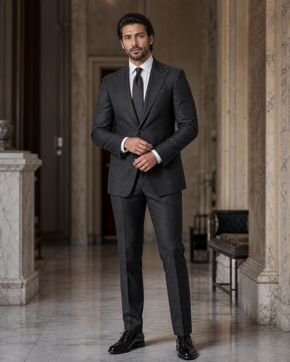 Charcoal Cashmere Blend Winter Suit - Custom Made to Measure front view