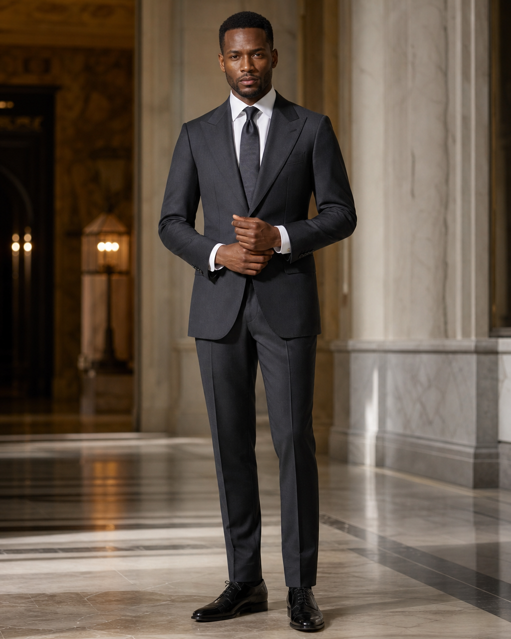 Charcoal Cotton Beach Wedding Suit - Custom Made to Measure front view