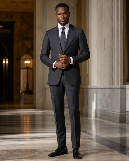Charcoal Cotton Beach Wedding Suit - Custom Made to Measure front view