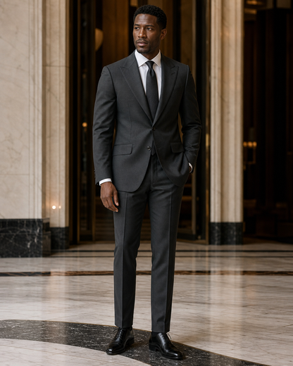 Charcoal Cotton Beach Wedding Suit - Custom Made to Measure side back view