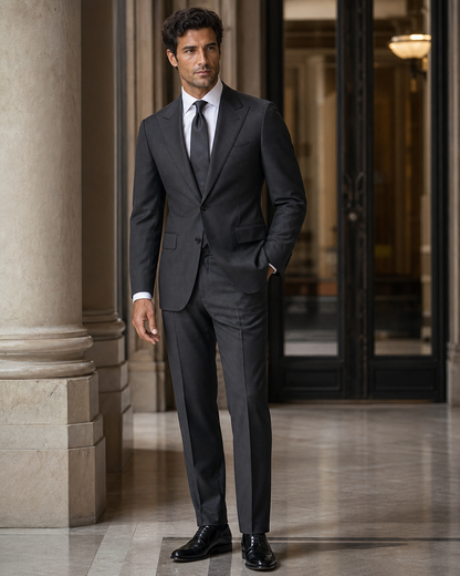 Charcoal Cotton Outdoor Wedding Suit - Custom Made to Measure side back view