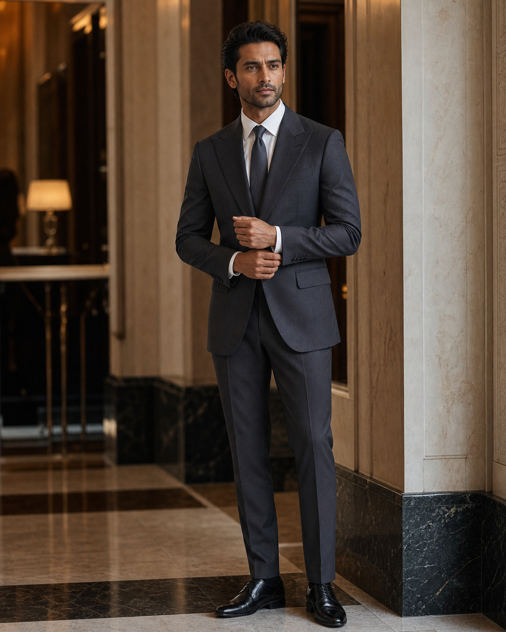 Charcoal Cotton Summer Suit - Custom Made to Measure front view