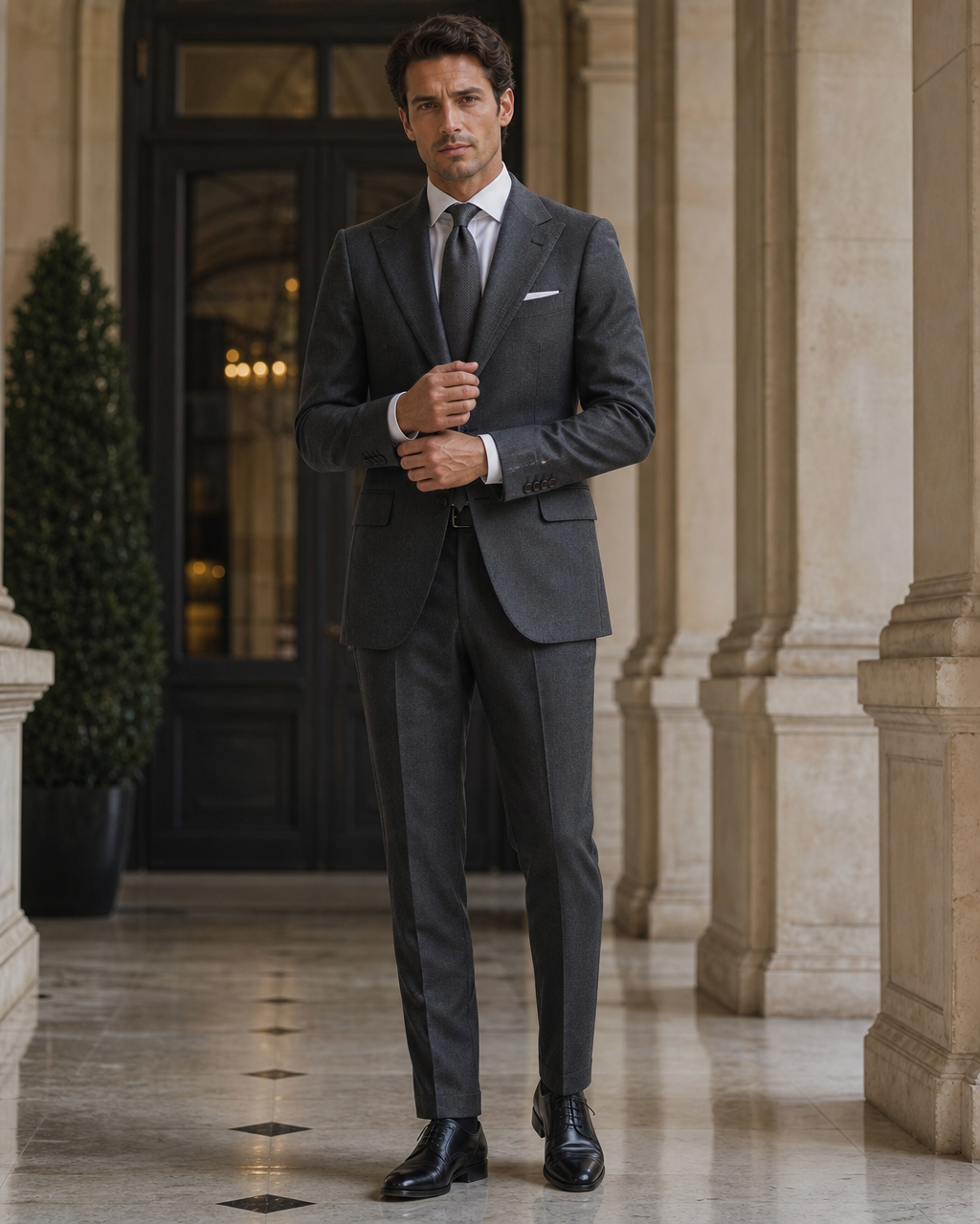 Charcoal Flannel Winter Suit - Custom Made to Measure front view