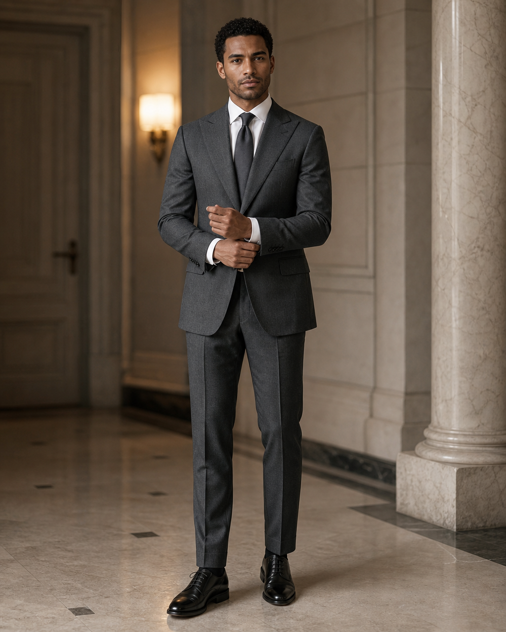Charcoal Gray Cashmere Blend Winter Suit - Custom Made to Measure front view