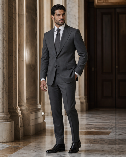 Charcoal Gray Cotton Beach Wedding Suit - Custom Made to Measure side back view