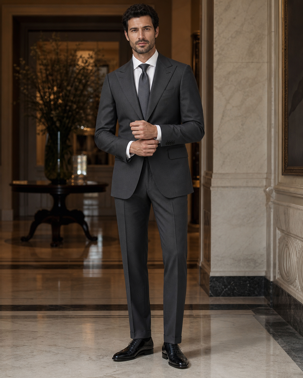 Charcoal Gray Cotton Summer Suit - Custom Made to Measure front view